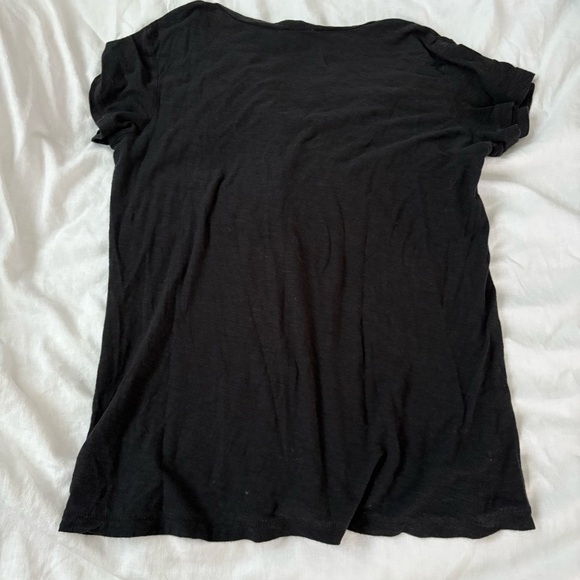 James Perse Sz 3/LARGE Black Women T-Shirt Deep plunging Neck Short Sleeve - Picture 7 of 7